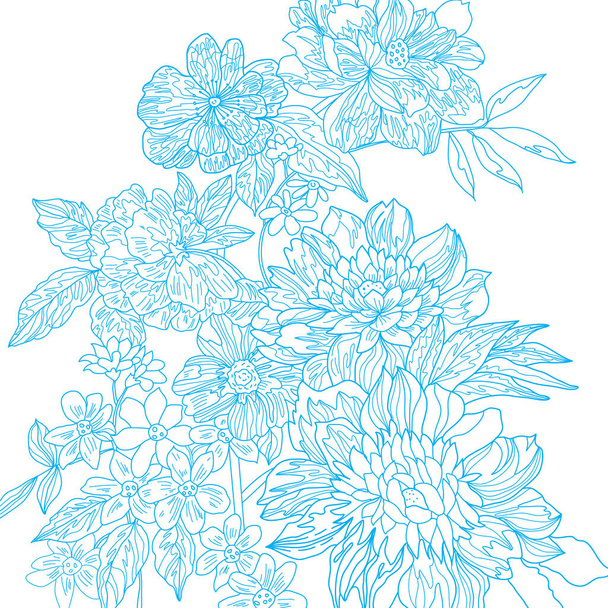blue white Seamless texture with floral pattern - Fotó, kép