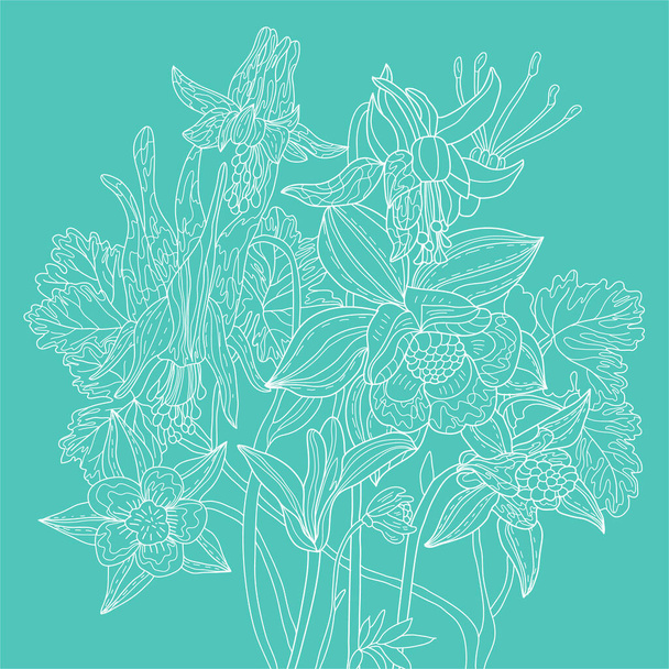 blue Seamless texture with floral pattern, copy space background - Zdjęcie, obraz