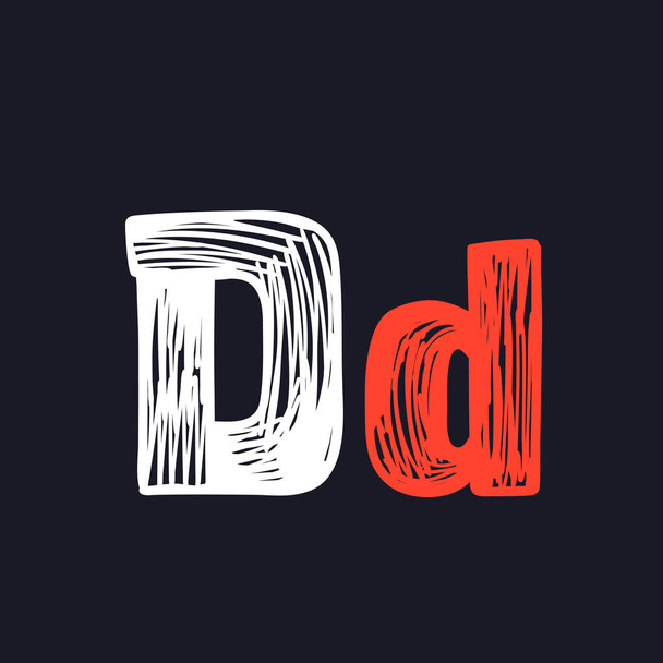 D letter hand-drawn by chalk on a blackboard. This font is perfect for a school signboard, advertising of a coffee shop, retro logos, handwritten posters, bar identity, etc. - Vector, Image