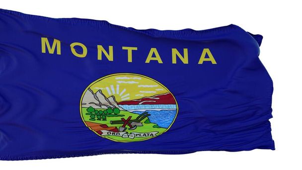Montana Flag izolované na bílém pozadí. 3D ilustrace - Fotografie, Obrázek