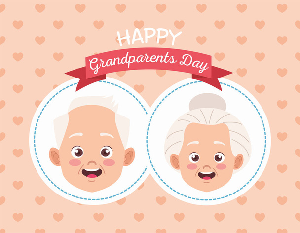 gelukkig grootouders dag kaart met oud paar - Vector, afbeelding