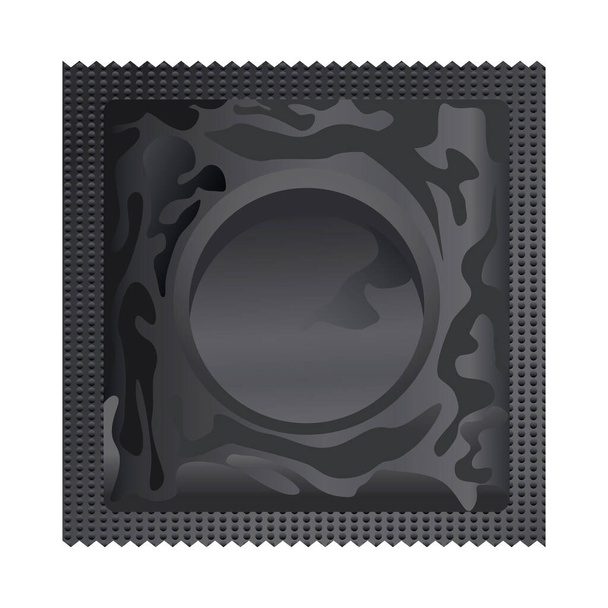 icono aislado producto anticonceptivo preservativo negro - Vector, Imagen