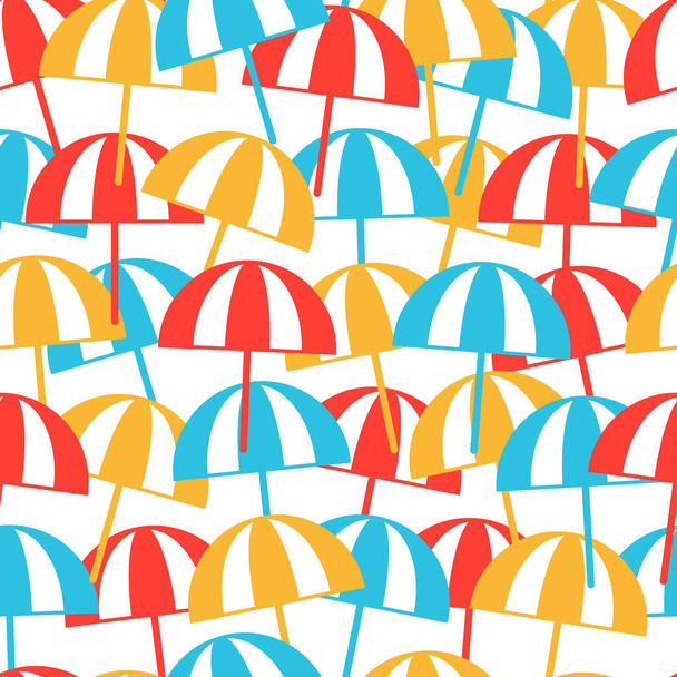 Цветные пляжные зонтики бесшовный узор. Летний фон. Векторная иллюстрация - Вектор,изображение