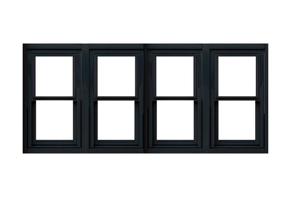 Vintage schwarze Holzfensterrahmen isoliert auf weißem Hintergrund - Foto, Bild