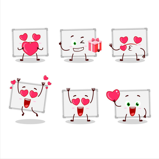 Whiteboard cartoon character with love cute emoticon - Διάνυσμα, εικόνα