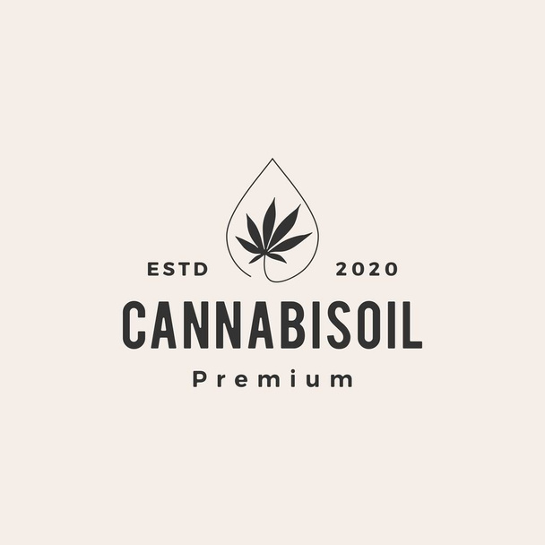 cannabis oil hipster vintage logo vector icon illustration - Vector, Image