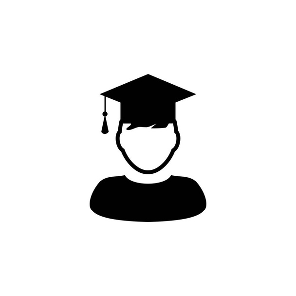 Male graduate student icon isolated on white background. Male graduate student icon in trendy design style. Male graduate student vector icon modern and simple flat symbol for web site, mobile, logo, app, UI. Male graduate student icon vector illustr - Vector, Image