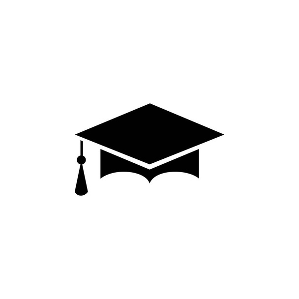 Icono de la tapa de graduación aislado sobre fondo blanco. Icono de la tapa de graduación en estilo de diseño de moda. Graduation cap vector icono moderno y simple símbolo plano para el sitio web, móvil, logotipo, aplicación, interfaz de usuario. Ilustración del icono de la tapa de graduación, EPS10. - Vector, imagen