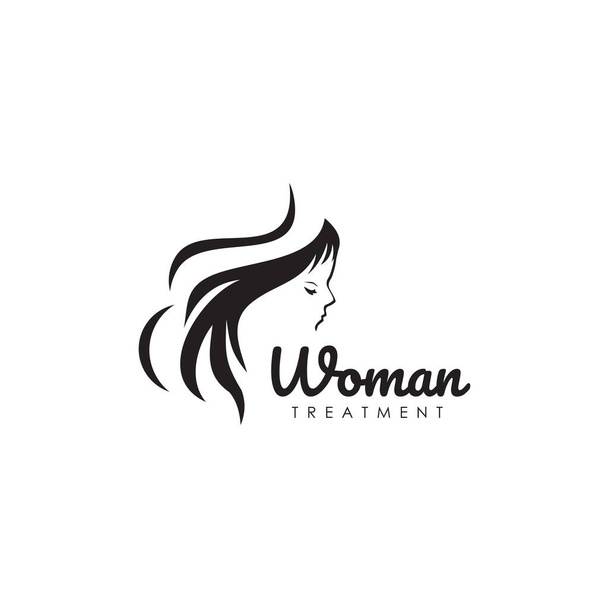 Beauty care logo design with using woman face icon template - Vector, Image