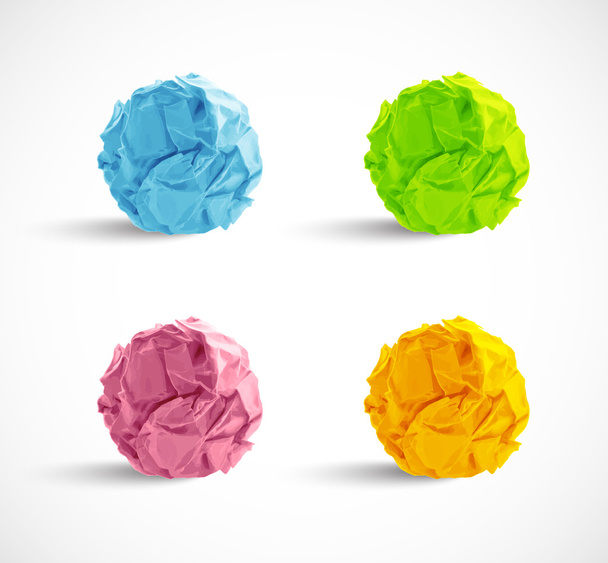 Set of crumpled paper balls - Vector, Image