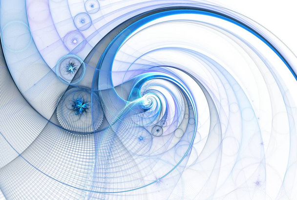 μπλε σπείρες fractal, ψηφιακό έργο τέχνης για δημιουργικό γραφιστικό σχεδιασμό - Φωτογραφία, εικόνα