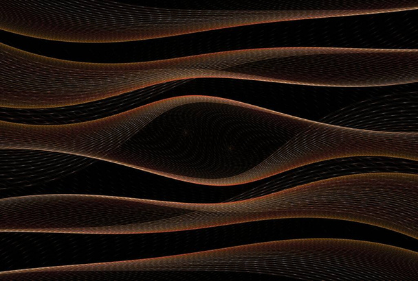 arancio intricato disegno astratto a onde infinite, frattale con colori invertiti su fondo nero - Foto, immagini