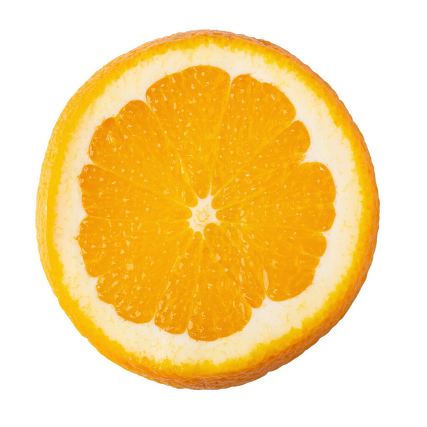 narancs szelet, vágási útvonal, fehér háttérrel elszigetelve. felülnézet - Fotó, kép