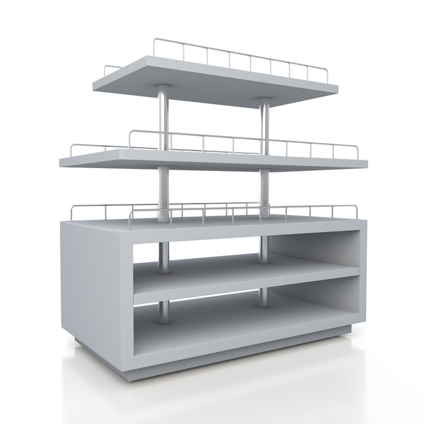 3d white clean racks shelves - Photo, Image