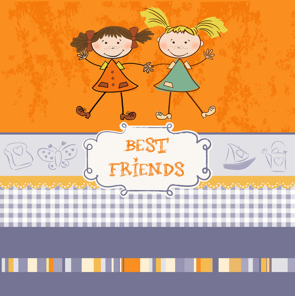 Две маленькие девочки лучшие друзья
 - Вектор,изображение