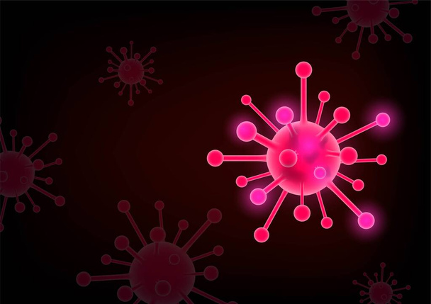 Virenkonzept, roter dunkler Hintergrund, isoliertes Vektordesign - Vektor, Bild