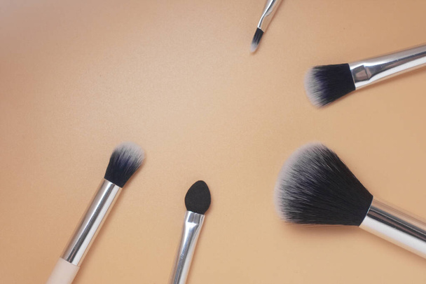 Brush beauty face collection set on background - Photo, Image
