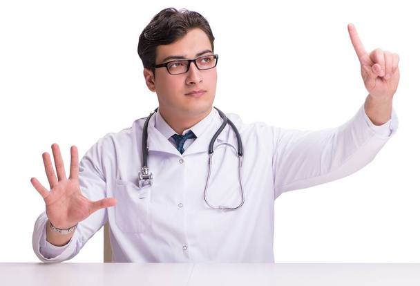 Junge männliche Arzt isoliert auf weißem Hintergrund - Foto, Bild