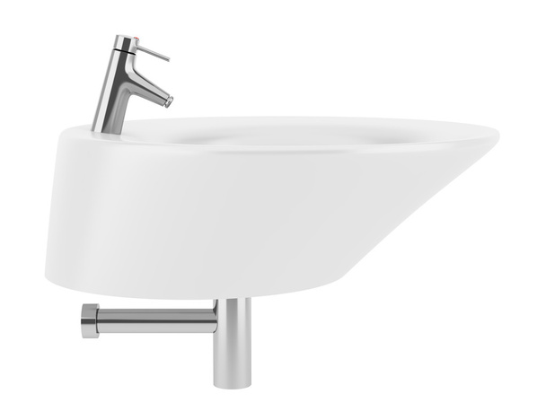 керамічна раковина для ванної ізольована на білому фоні
 - Фото, зображення