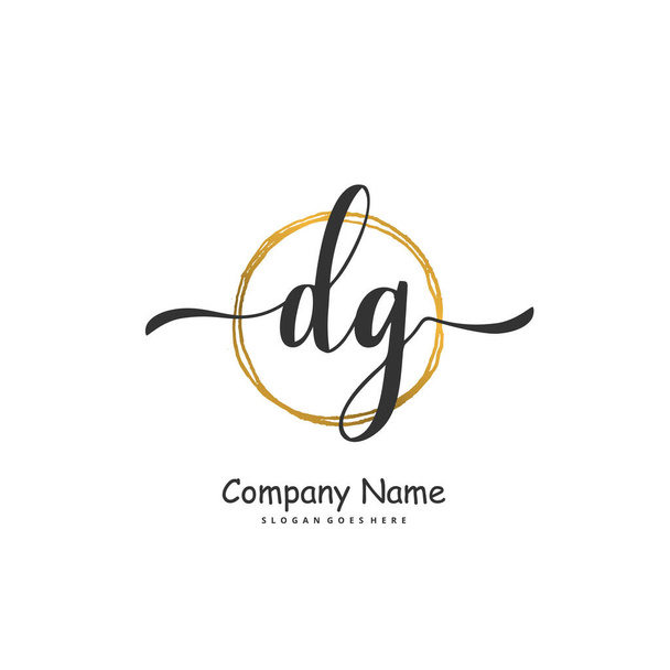 D G DG Initial handwriting and signature logo design with circle. Beautiful design handwritten logo for fashion, team, wedding, luxury logo. - Vector, Image