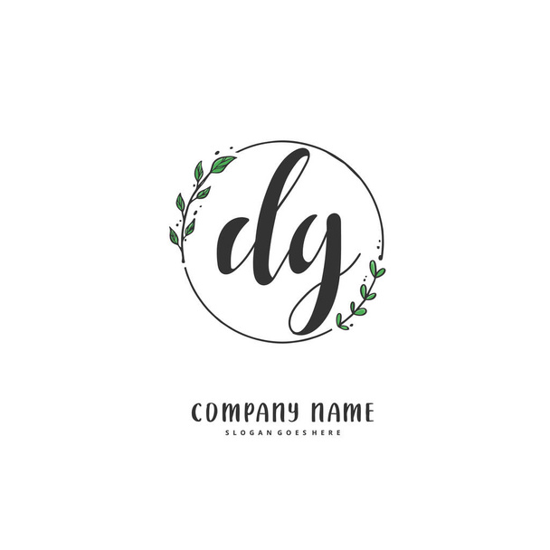 D G DG Первоначальный почерк и дизайн логотипа с кругом. Озил разработал рукописный логотип для моды, команды, свадьбы, роскошного логотипа. - Вектор,изображение
