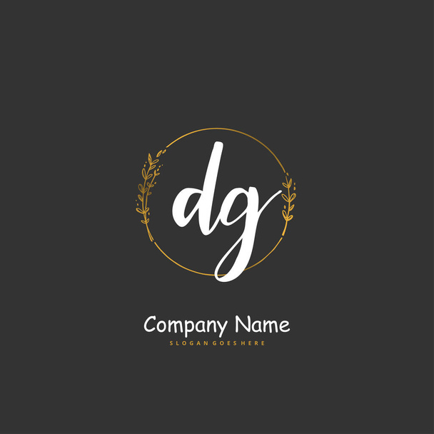 D G DG İlk el yazısı ve imzalı logo dizaynı daire şeklinde. Moda, takım, düğün, lüks logo için güzel tasarım logosu. - Vektör, Görsel