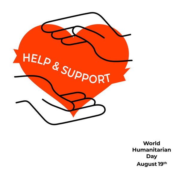 Ilustración vectorial sobre el tema del Día Mundial Humanitario que se celebra cada año el 19 de agosto en todo el mundo
. - Vector, Imagen