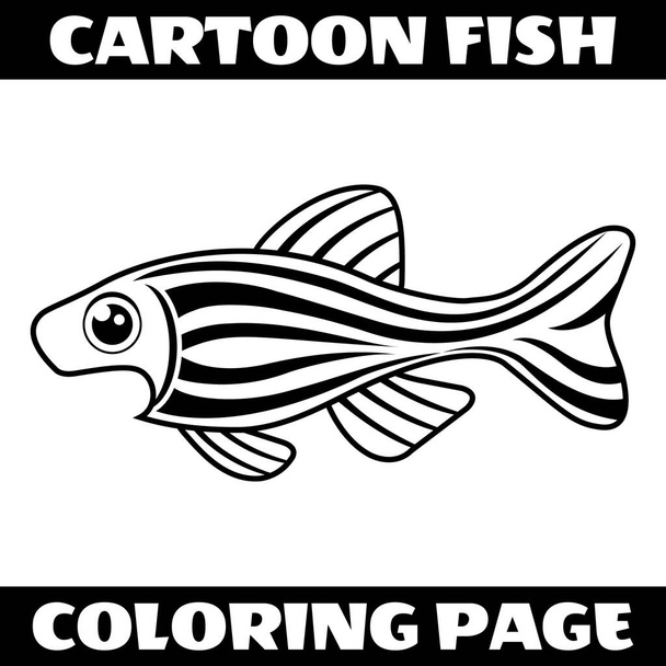 Ilustrační vektorová grafika karikatury šokované ryby obrys pro zbarvení stránky. Ideální pro děti knihy ilustrace, děti puzzle, dětské hry, omalovánky, atd. - Vektor, obrázek
