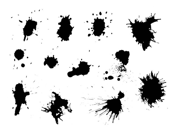 Set de salpicaduras de pintura negra vectorial para diseño. Ilustración de tinta - Vector, Imagen