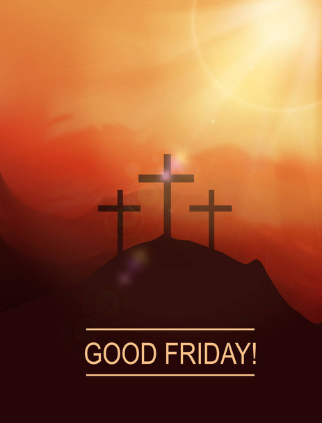 Dobrý pátek! Velikonoční scéna s křížem - Vektor, obrázek