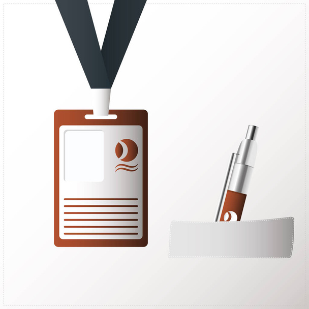id badge opknoping met pen geïsoleerd pictogram - Vector, afbeelding