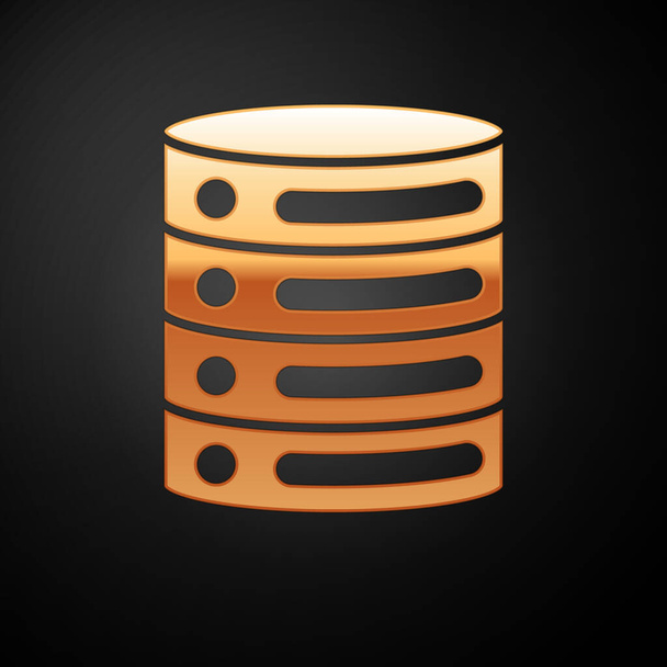Gold Server, Data, Web Hosting icon isolated on black background. Vector - Vector, Image