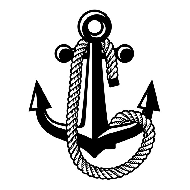 anchor with rope black symbol - Вектор, зображення