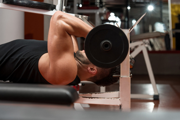 Muscular Man Exercising Triceps - Photo, Image