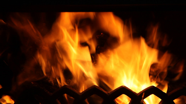 The dying embers in the fireplace - Footage, Video