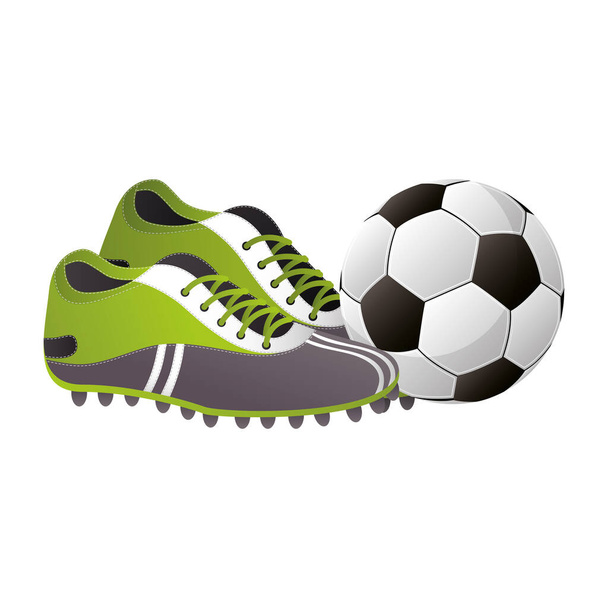 fútbol deporte globo fútbol con zapatos equipo - Vector, imagen
