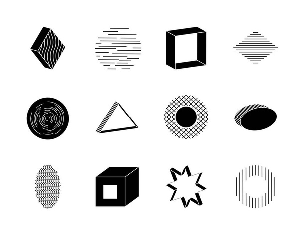 icoon set van ster en geometrische vormen, silhouet stijl - Vector, afbeelding