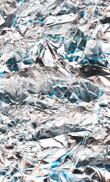 crinkled foil background crushed texture silver - Zdjęcie, obraz