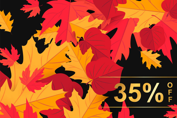 Template Season sale banner with fall autumn leaf - Vektor, Bild