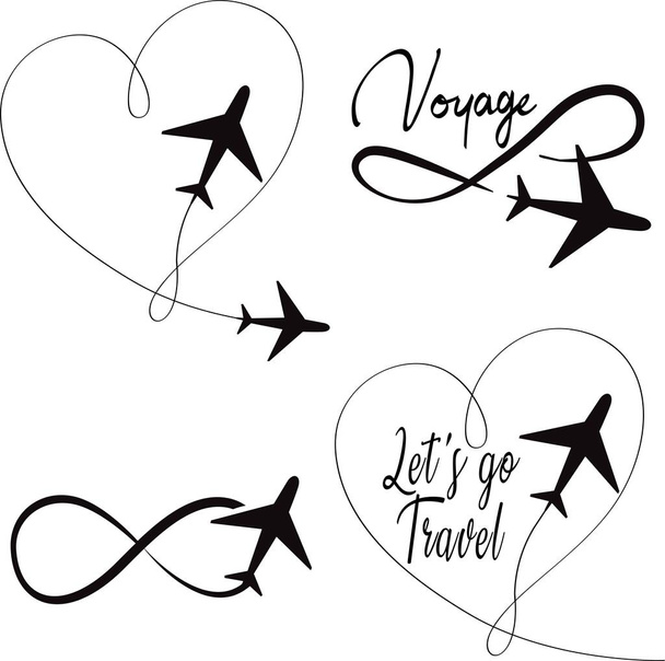  Illustrazione vettoriale del simbolo della linea dell'aereo volante - Vettoriali, immagini