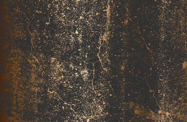 Fondo de gradiente de metal negro dorado de lujo con textura de hormigón agrietado angustiado. Ilustración vectorial - Vector, imagen