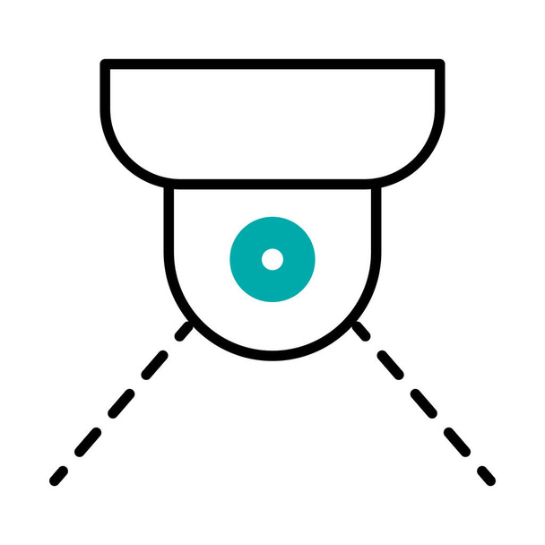 beveiligingscamera icoon, halve lijn halve kleur stijl - Vector, afbeelding