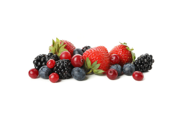 Mix of fresh berries isolated on white background - Foto, Imagem