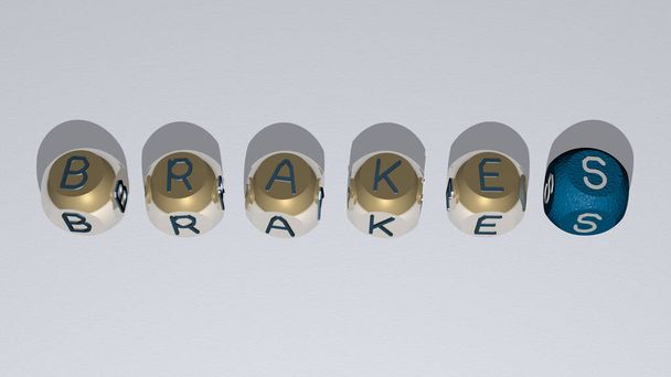 συνδυασμός των BRAKES χτισμένο με κυβικά γράμματα από την κορυφή προοπτική, εξαιρετική για την παρουσίαση έννοια. αυτοκίνητο και αυτοκίνητο - Φωτογραφία, εικόνα
