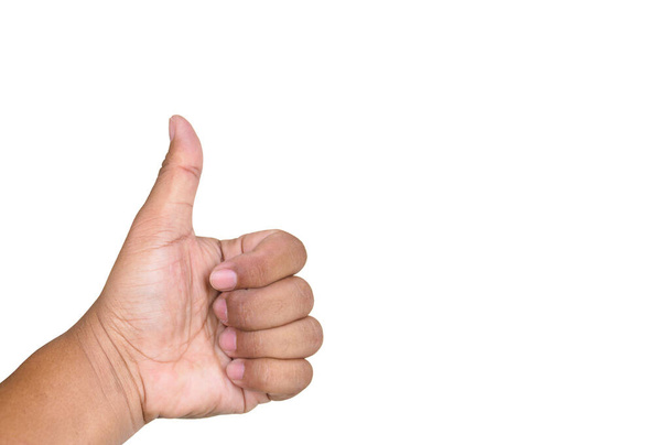 Thumb up to the left, white background - Foto, immagini