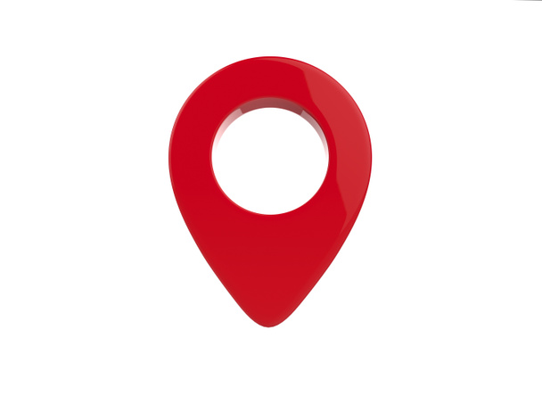 Kırmızı renkli GPS simgesinin 3B çizimi - Fotoğraf, Görsel