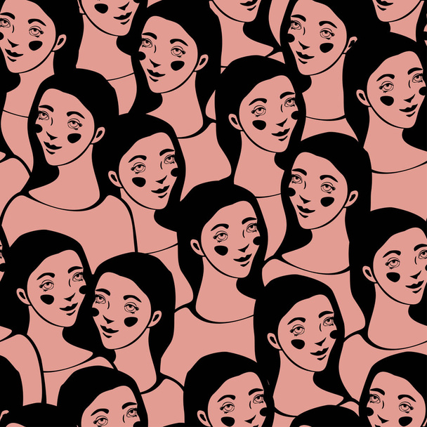 Векторні безшовні візерунки з обличчям жінок. Концепція міжнародного жіночого дня. - Вектор, зображення