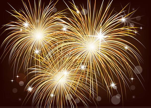 Bright colorful fireworks in the night sky. Holiday, fun. Vector illustration for your design. - Vector, Image