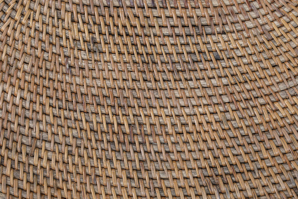 Abstract decorative wooden textured basket weaving. Basket texture background, close up. Abstract natural wicker horizontal background or texture - Zdjęcie, obraz