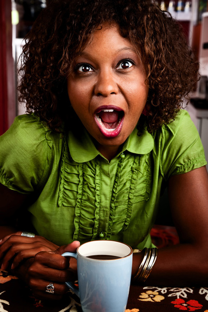 Pretty African American Woman with Shocked Expression - Fotografie, Obrázek